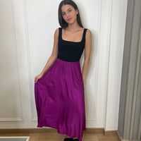 Jupe longue satinée fuschia