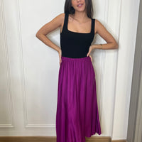 Jupe longue satinée fuschia