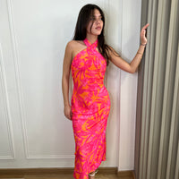 Robe fleurie à encolure américaine