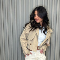 Trench-coat court beige