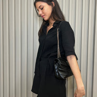 Ensemble chemise et short en gaze de coton noir SANTORIN