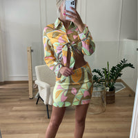 Ensemble chemisier et jupe imprimé