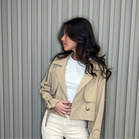 Trench-coat court beige