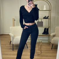 Jean mom stretch noir