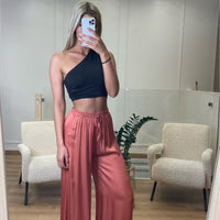 Pantalon fluide rose cuivré