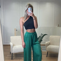 Pantalon fluide satiné vert