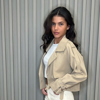 Trench-coat court beige