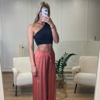 Pantalon fluide rose cuivré