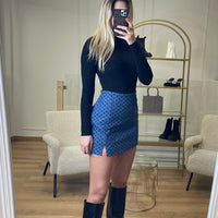 Jupe en jean à carreaux