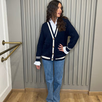 Cardigan à boutons bleu marine