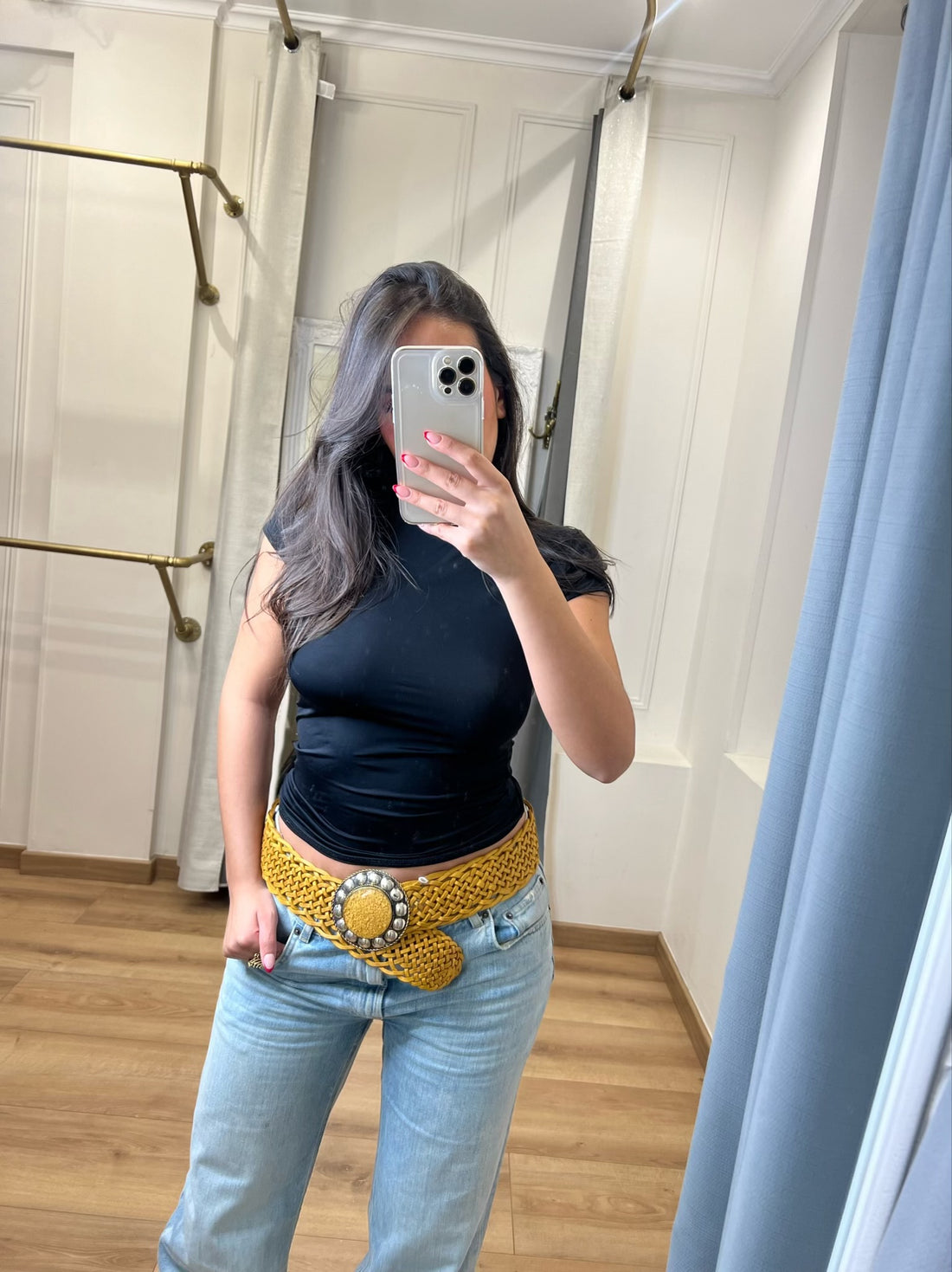 Ceinture en cuir jaune