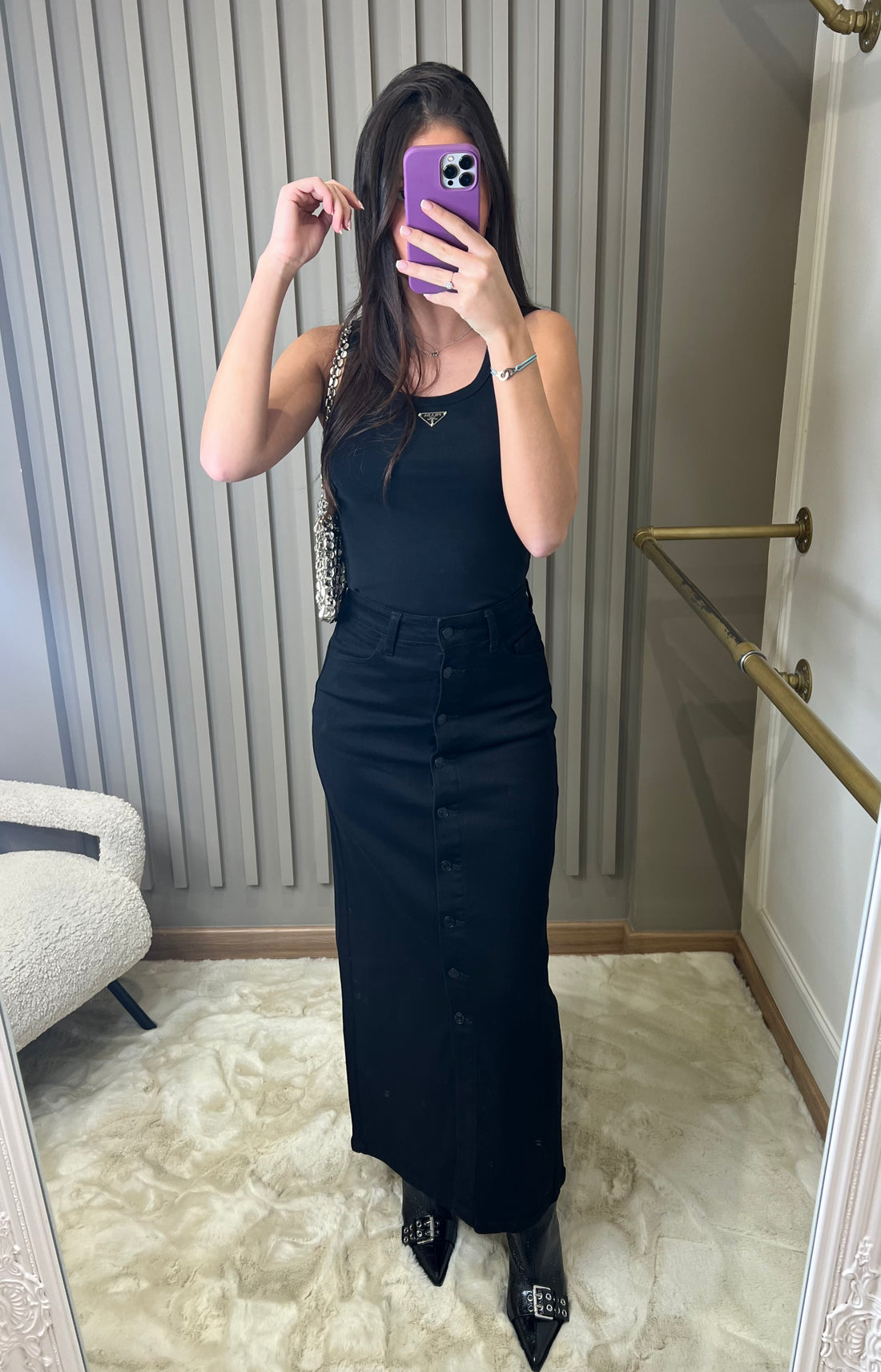 Jupe longue BUTTONS noire