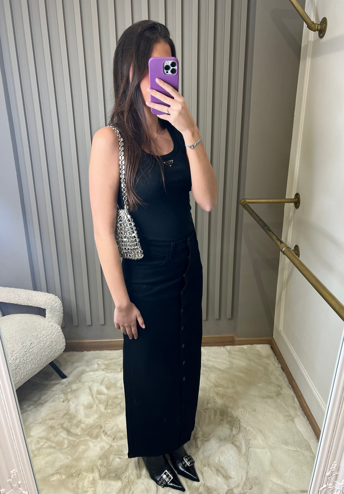 Jupe longue BUTTONS noire