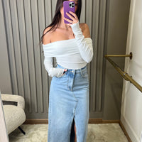 Jupe en jean bleue longue