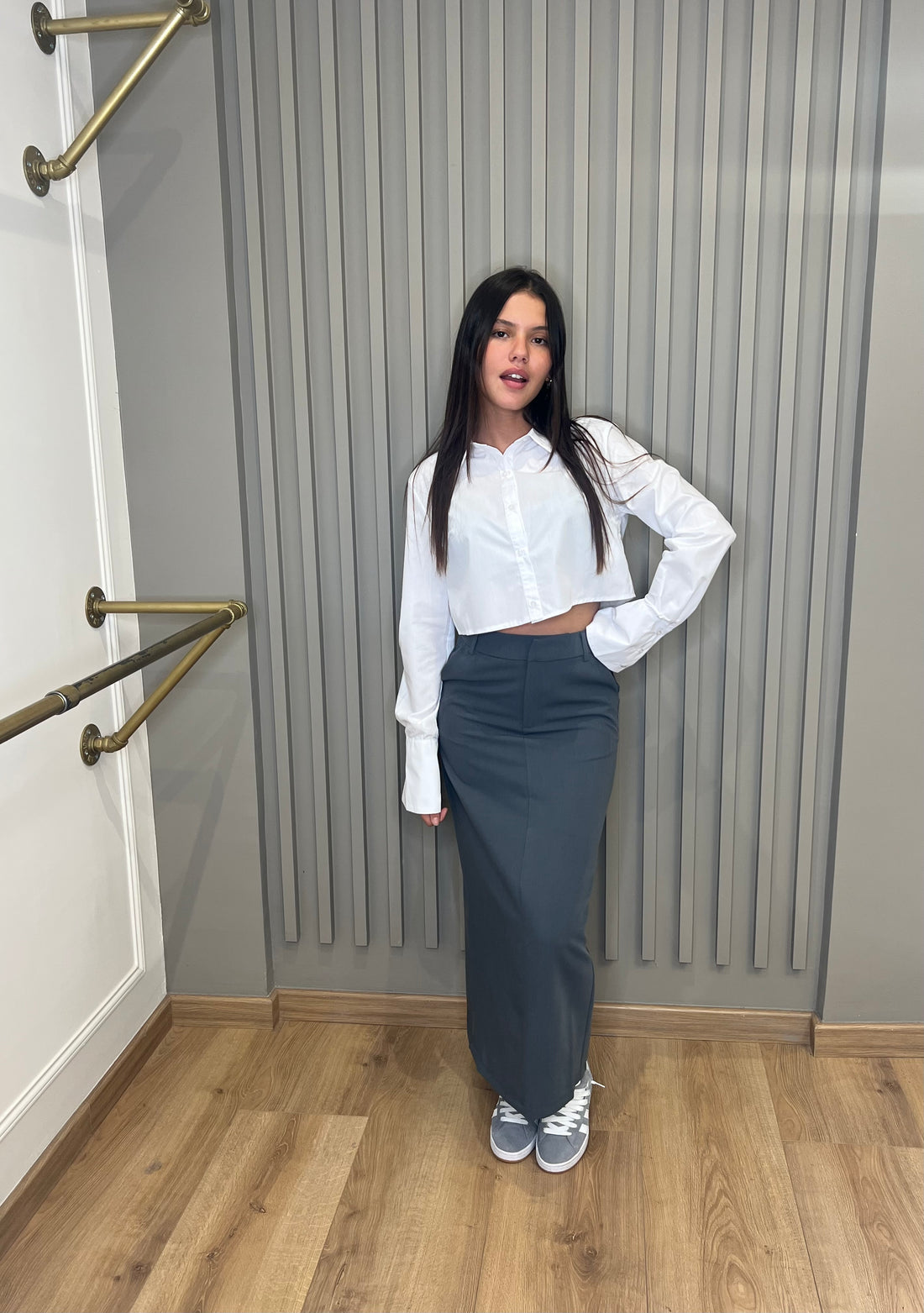 Jupe à pinces grise