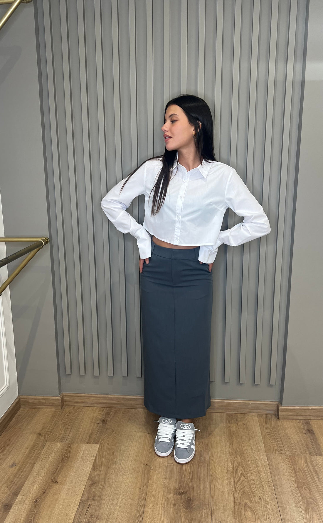 Jupe à pinces grise