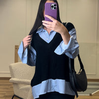 Chemise style pull noir