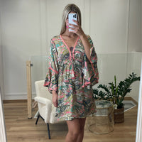 Robe bohème courte à manches longues