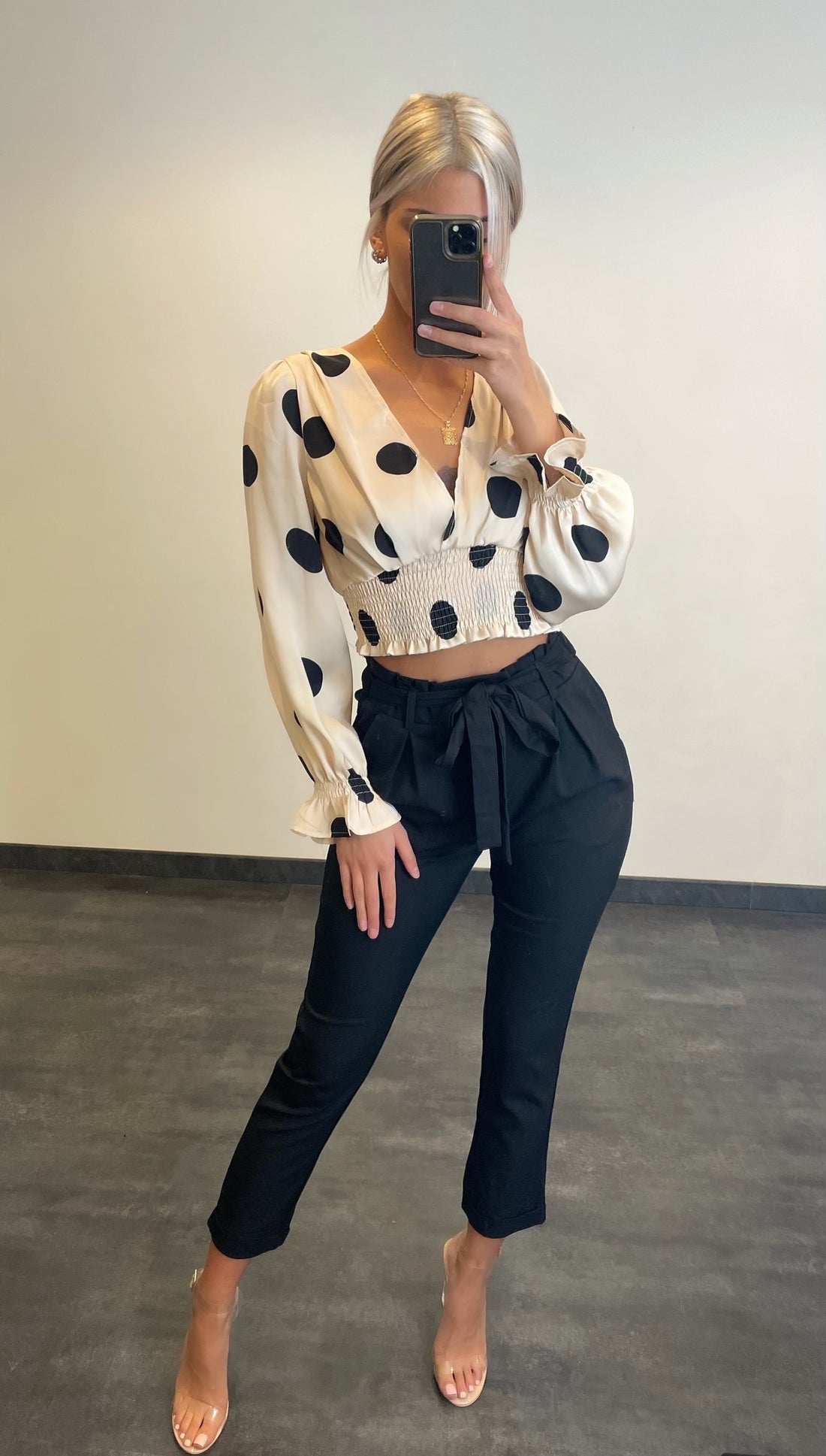 Pantalon ceinturé noir