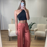 Pantalon fluide rose cuivré