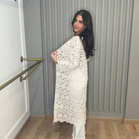 Gilet maille crochet beige