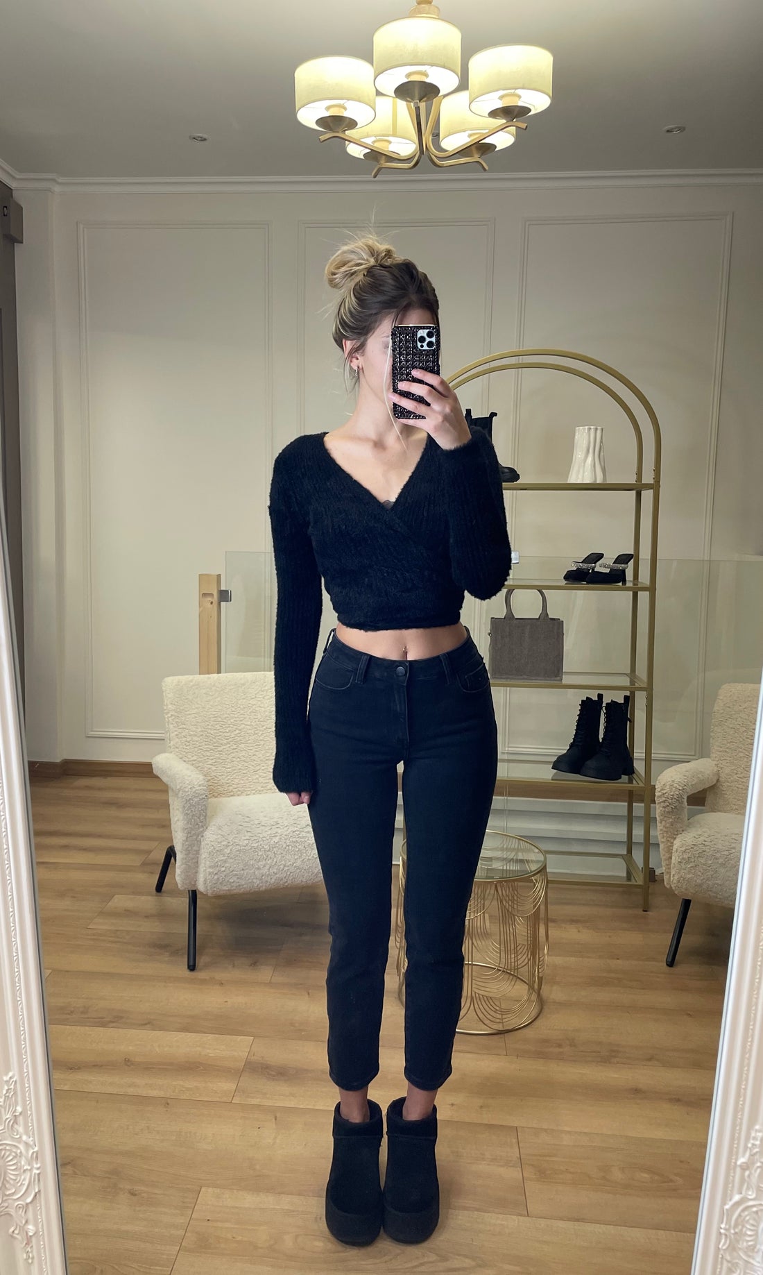 Jean mom stretch noir