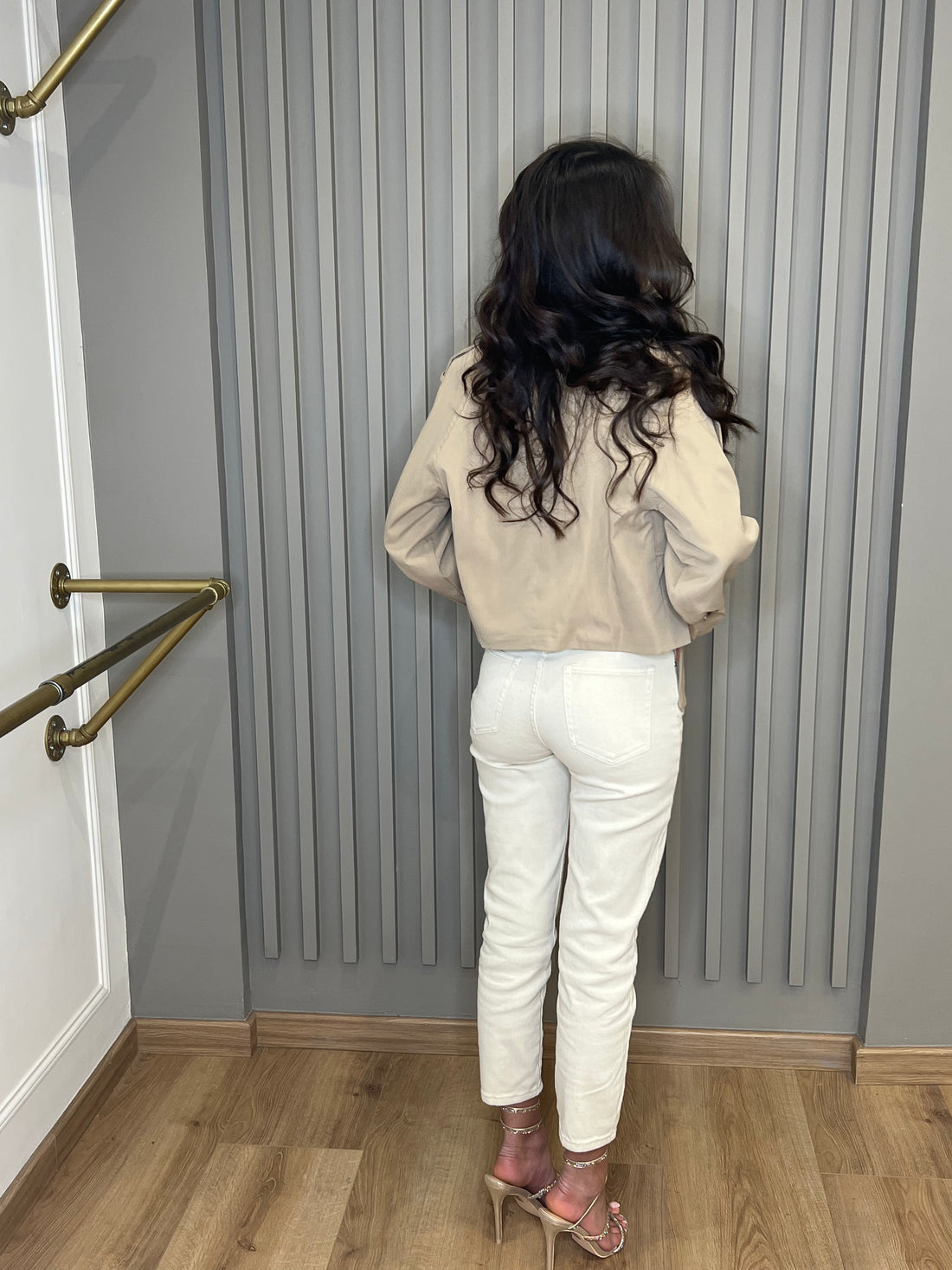 Jean mom stretch beige