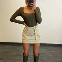 Jupe cargo beige