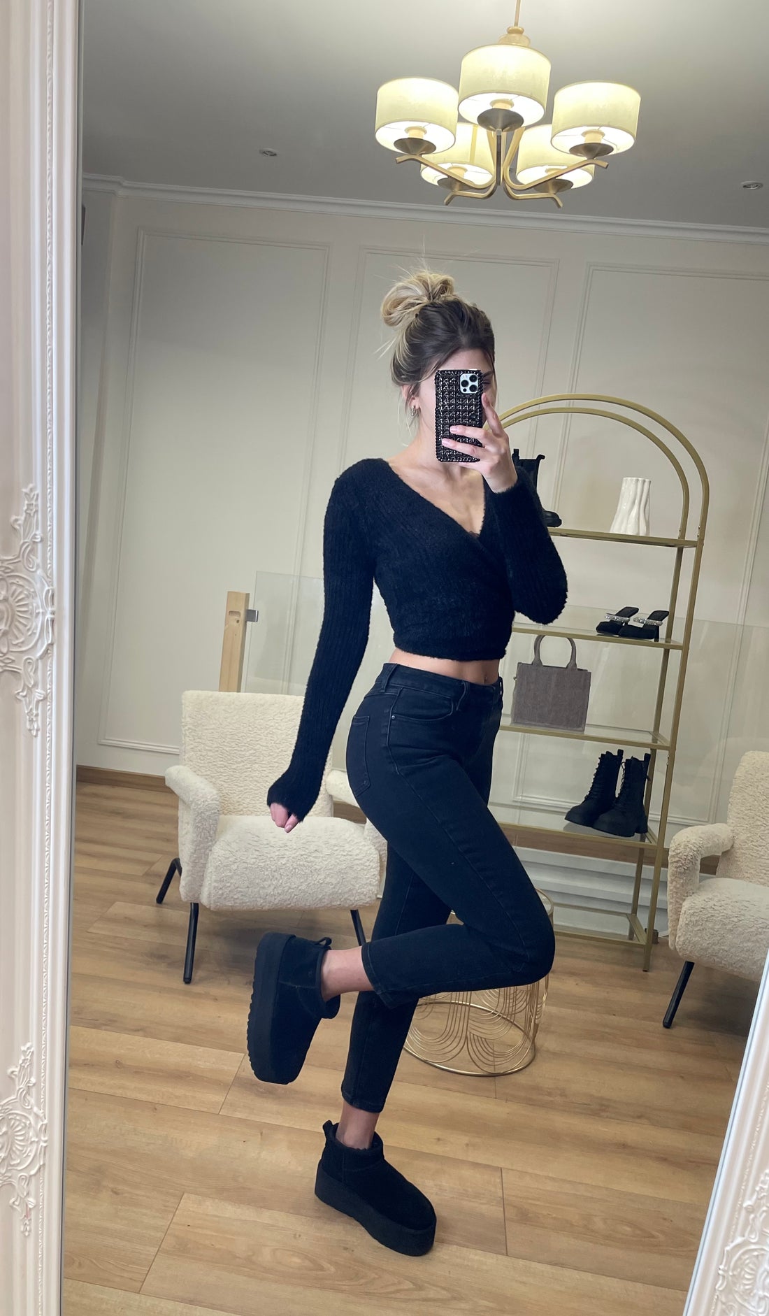 Jean mom stretch noir