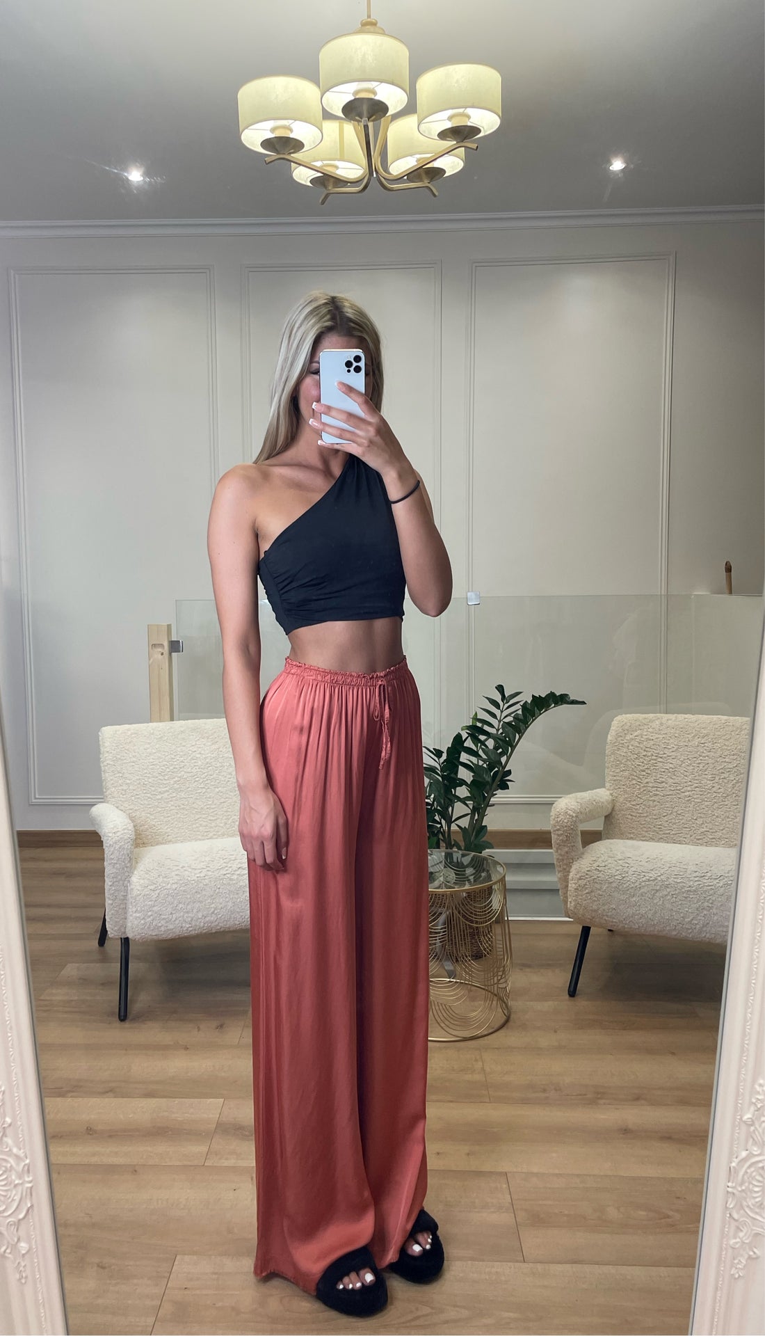 Pantalon fluide rose cuivré