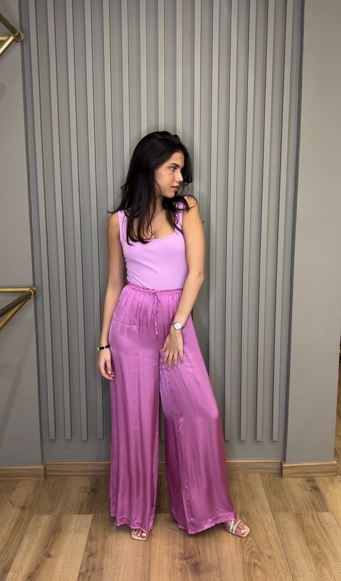 Pantalon fluide rose