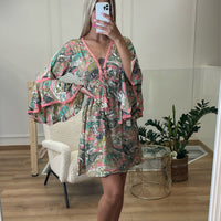 Robe bohème courte à manches longues