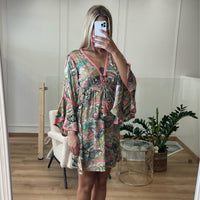 Robe bohème courte à manches longues