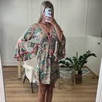 Robe bohème courte à manches longues