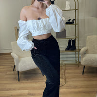 Pantalon pailleté noir en velours