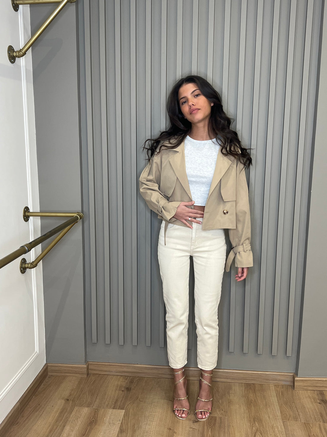 Jean mom stretch beige